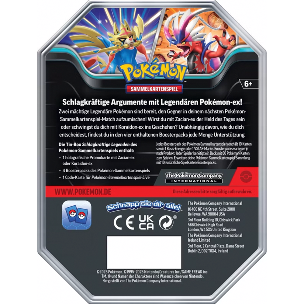 Pokémon - Schlagkräftige Legenden Tin Box Zacian ex [DE]